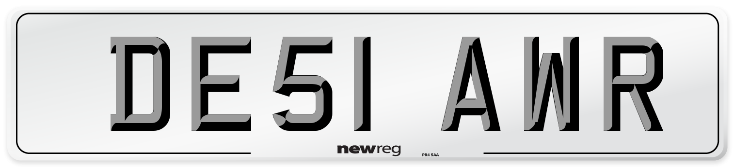 DE51 AWR Number Plate from New Reg
